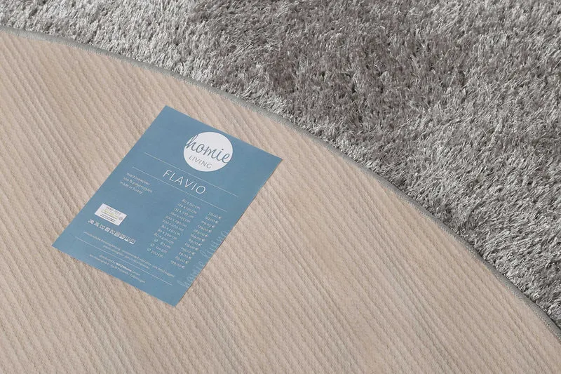 Teppich Rund Hellgrau Hochflor " Flavio" Homie Living