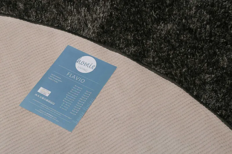 Teppich Rund Anthrazit Hochflor "Flavio" Homie Living