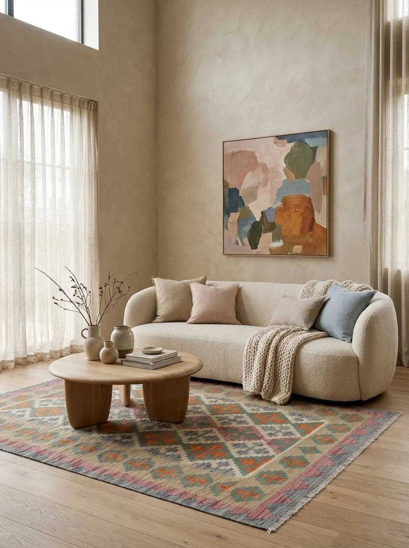 Kelim Gashgai · Handgewebt – Beige, 181x127 cm