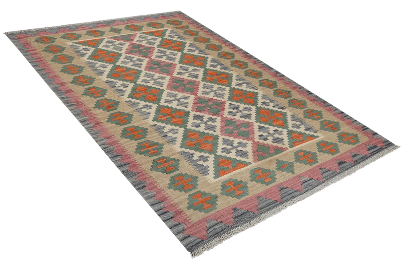Kelim Gashgai · Handgewebt – Beige, 181x127 cm