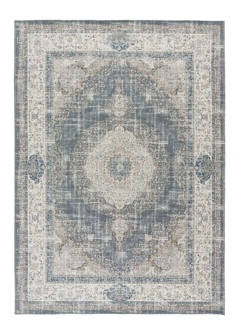 Alfombra lavable vintage Neila 1306 Gris