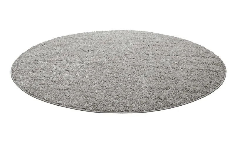 Teppich Rund Hellgrau Hochflor "Gino " Homie Living