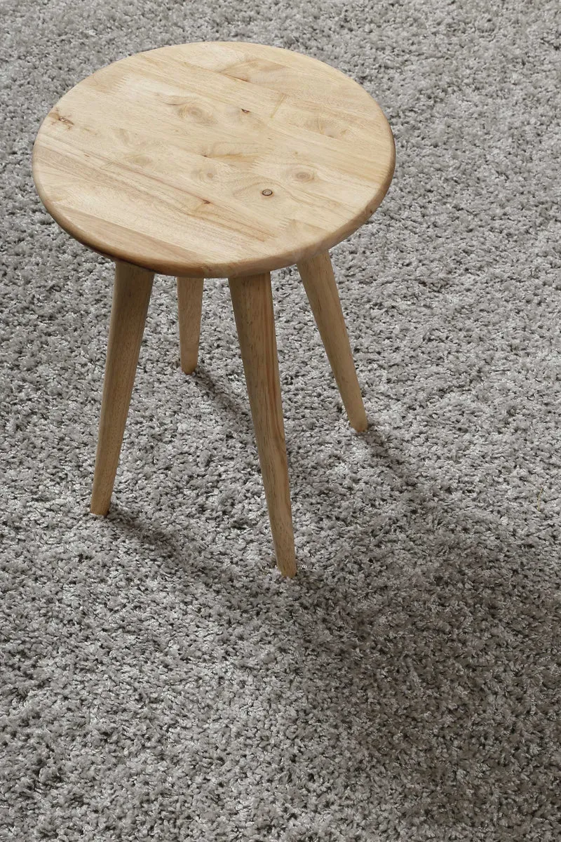 Teppich Rund Hellgrau Hochflor "Gino " Homie Living