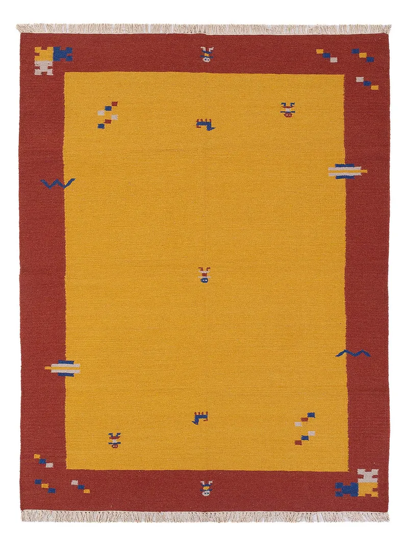 Kelim Modern Teppich 170x240cm - senfgelb