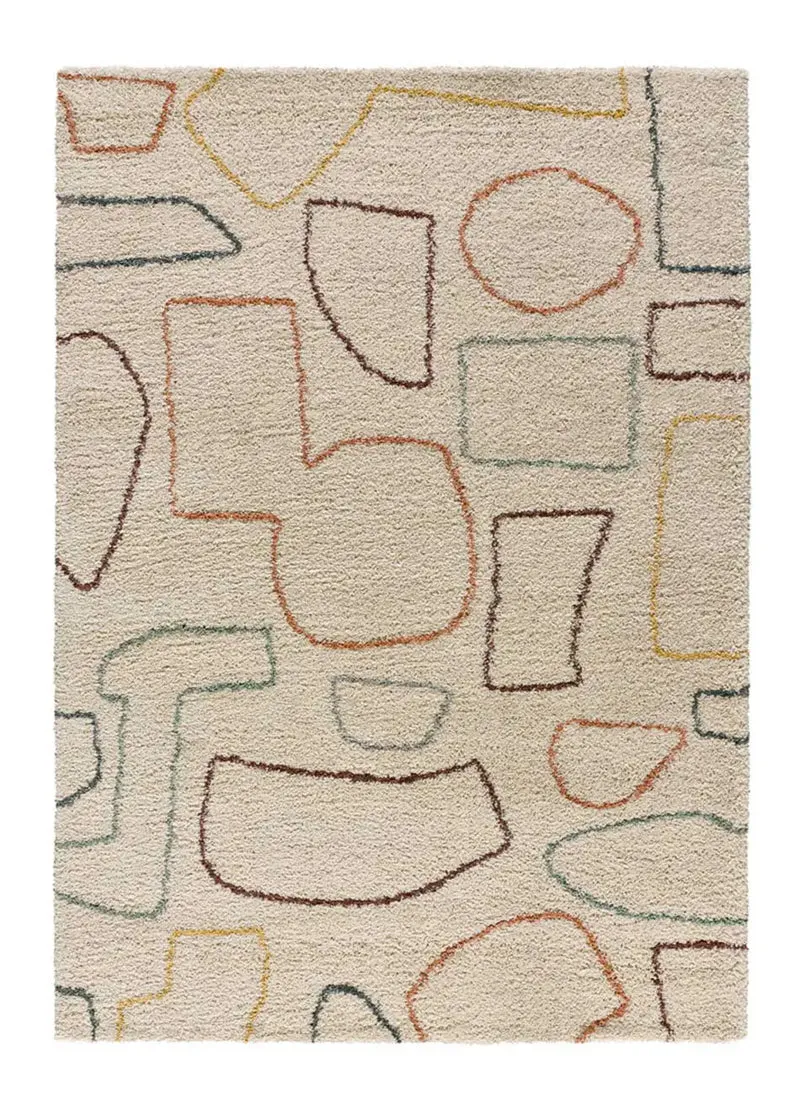 Alfombra geométrica shaggy de colores empolvados Maris 62617 Multicolor