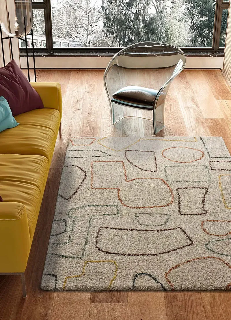 Alfombra geométrica shaggy de colores empolvados Maris 62617 Multicolor