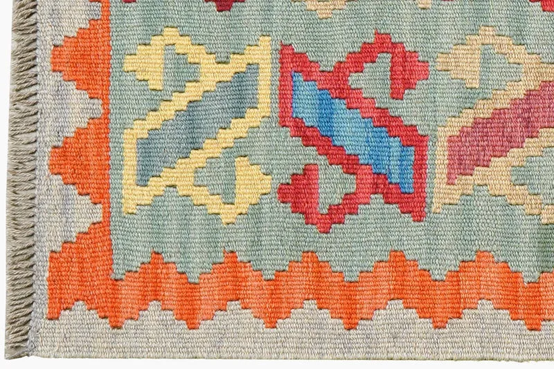 Kelim Gashgai · Handgewebt – Grün, 201x61 cm