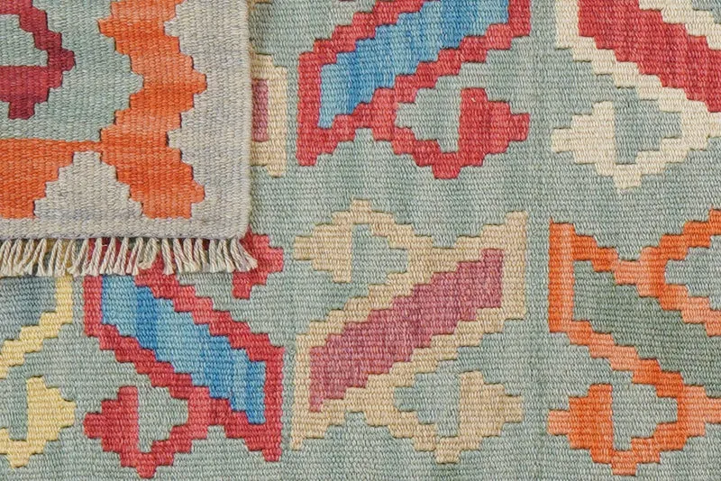 Kelim Gashgai · Handgewebt – Grün, 201x61 cm