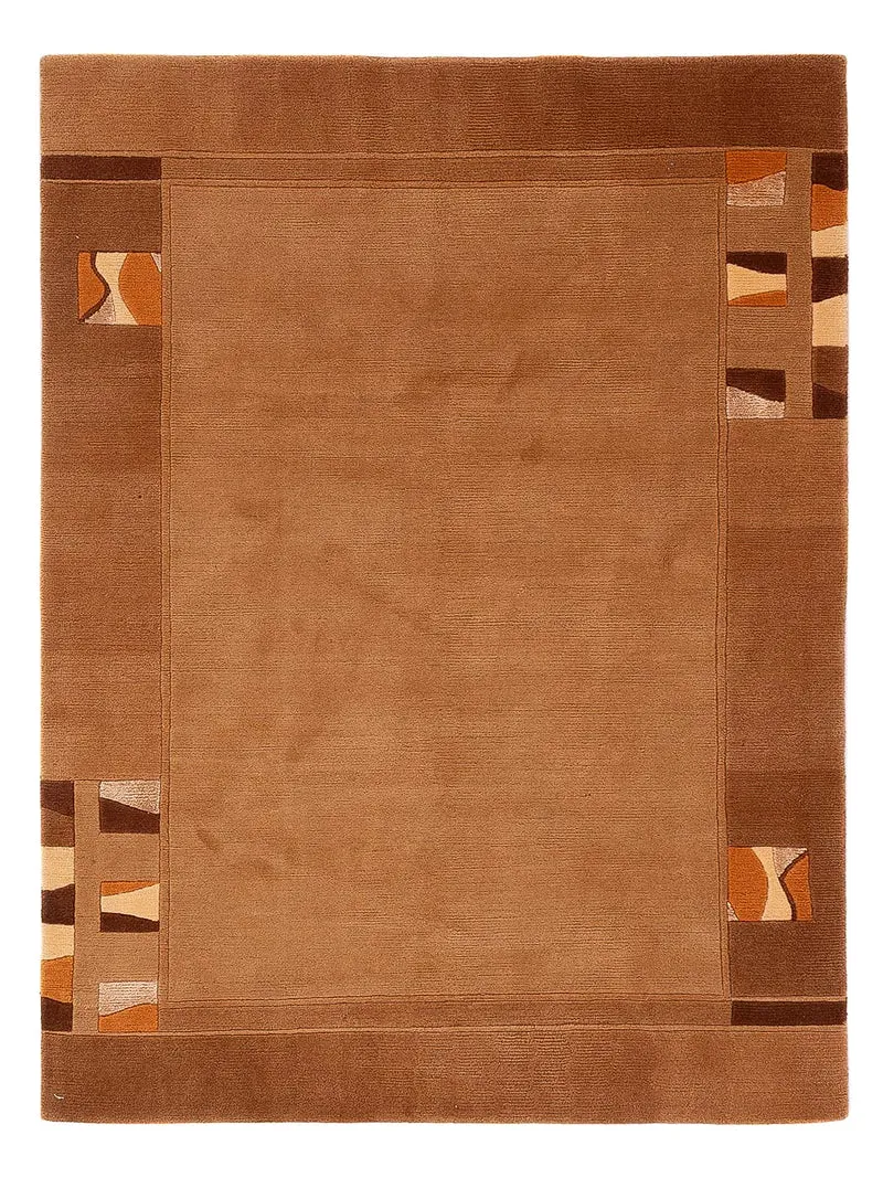 Nepal Teppich 120x180cm - Wollteppich - dunkelbeige