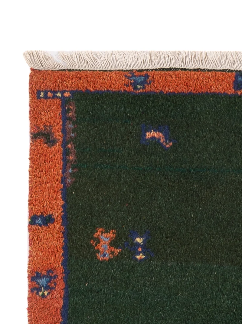 Gabbeh Teppich Indus 75x200cm - Wollteppich - dunkelgrün