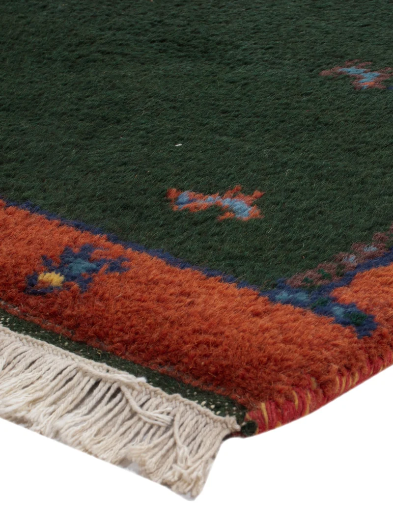 Gabbeh Teppich Indus 75x200cm - Wollteppich - dunkelgrün