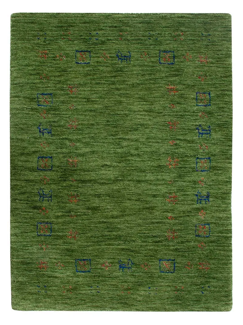 Loribaft Loom Teppich 60x90cm - Wollteppich - grün