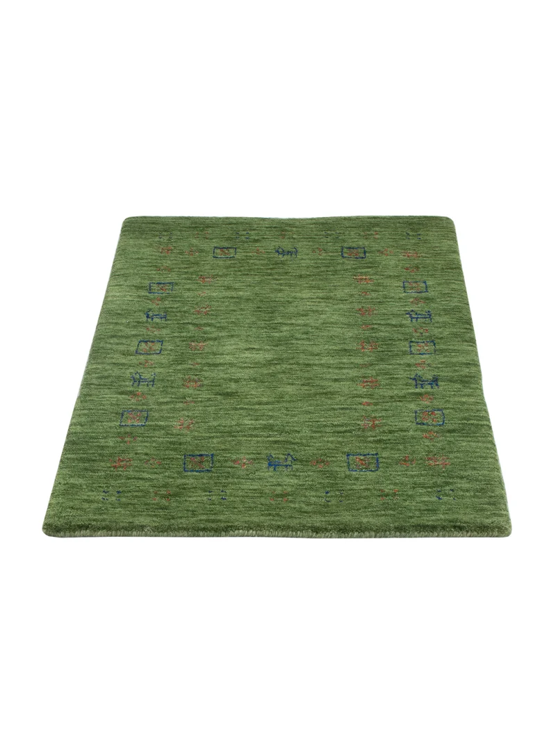Loribaft Loom Teppich 60x90cm - Wollteppich - grün