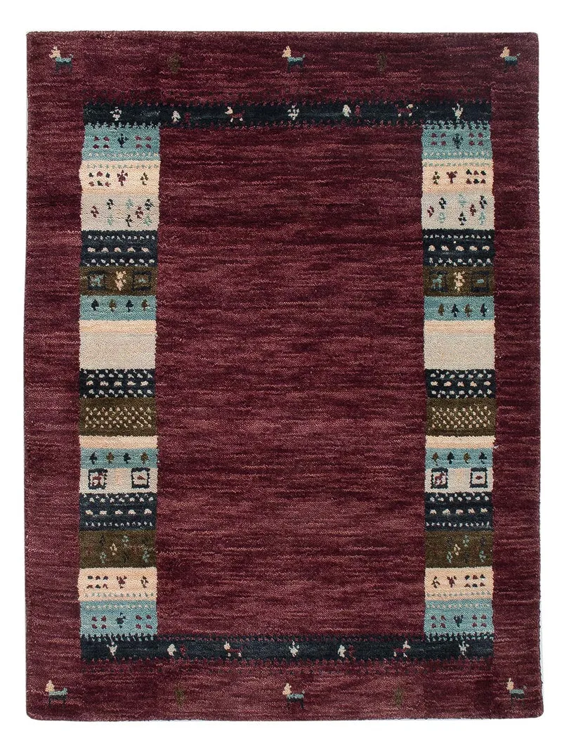 Loribaft Loom Teppich 60x90cm - Wollteppich - dunkelrot
