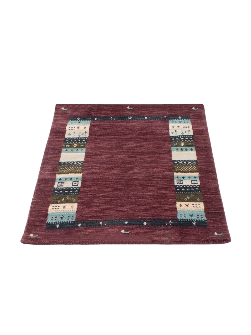 Loribaft Loom Teppich 60x90cm - Wollteppich - dunkelrot