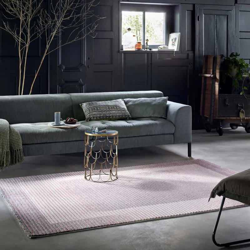 Teppich Rosa Grau Kurzflor "Velvet Flow" WECONhome