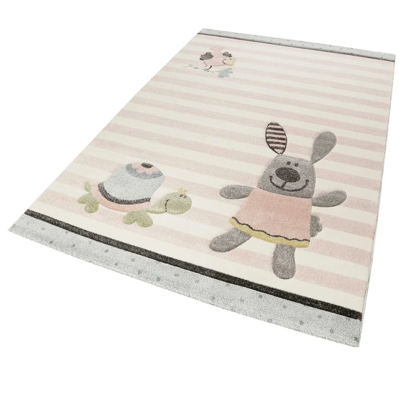 Kinderteppich rosa grau beige "Happy Friends" Sigikid