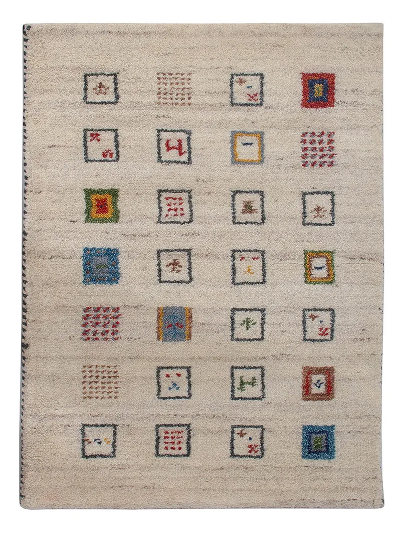 Gabbeh Teppich Indus 60x90cm - Wollteppich - beige