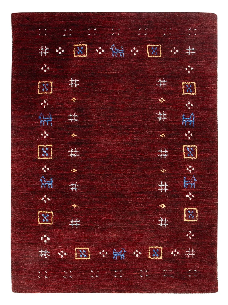 Loribaft Loom Teppich 60x90cm - Wollteppich - dunkelrot