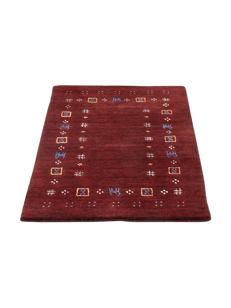 Loribaft Loom Teppich 60x90cm - Wollteppich - dunkelrot