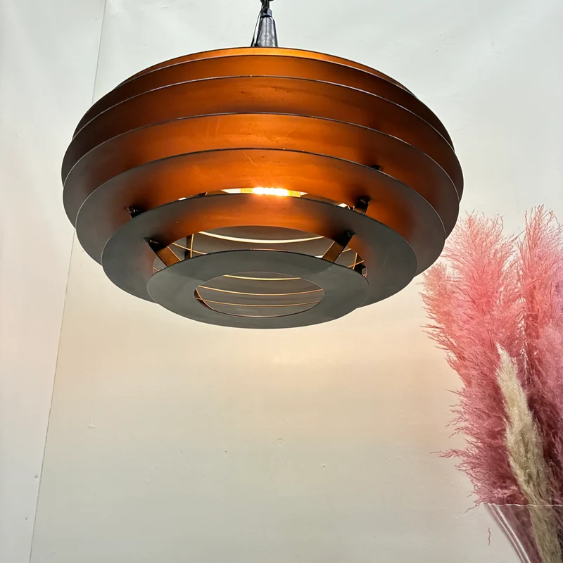 PTMD Hängeleuchte Norris Metall Hängelampe 40cm Lamellendesign Bronze Industrial Lampe