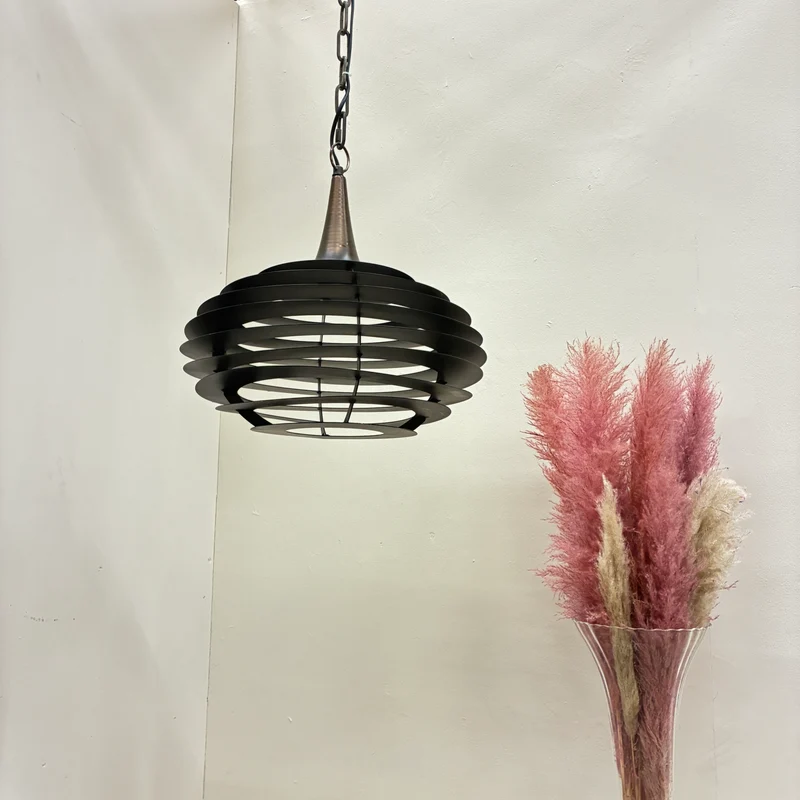 PTMD Hängeleuchte Norris Metall Hängelampe 40cm Lamellendesign Bronze Industrial Lampe