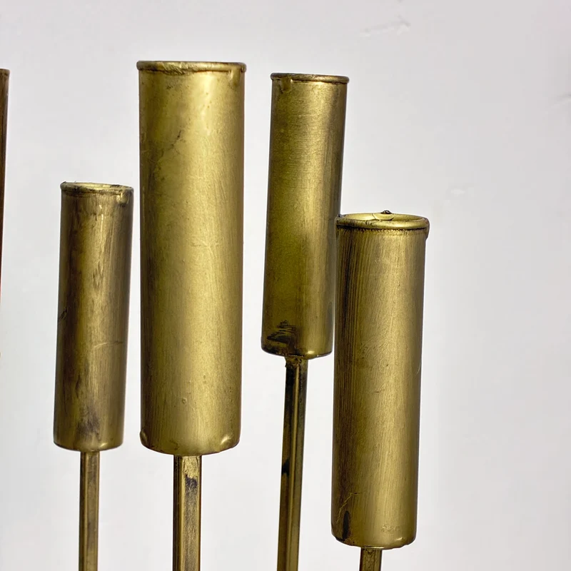 PTMD Kerzenhalter Baddu 6-armig Messing Gold Metall Modern Kerzenständer