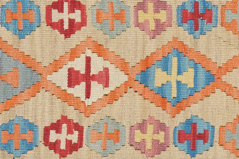 Kelim Gashgai · Handgewebt – Beige, 253x59 cm
