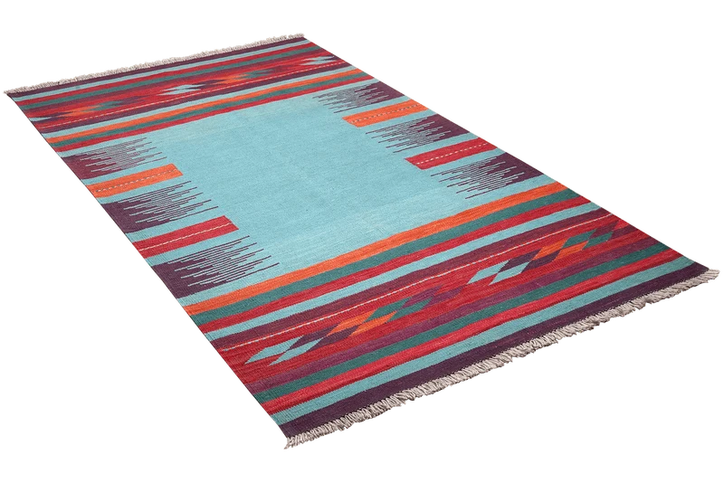 Kelim Gashgai · Handgewebt – Blau, 202x121 cm