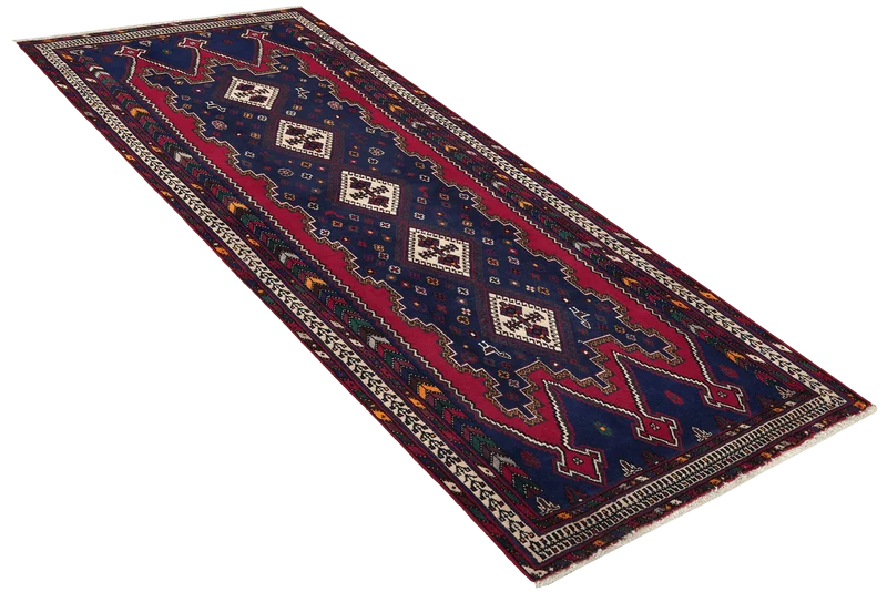 Afshar · Handgeknüpft – Blau, 230x99 cm