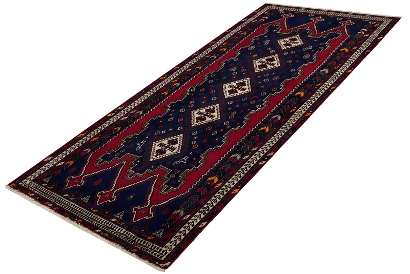 Afshar · Handgeknüpft – Blau, 230x99 cm