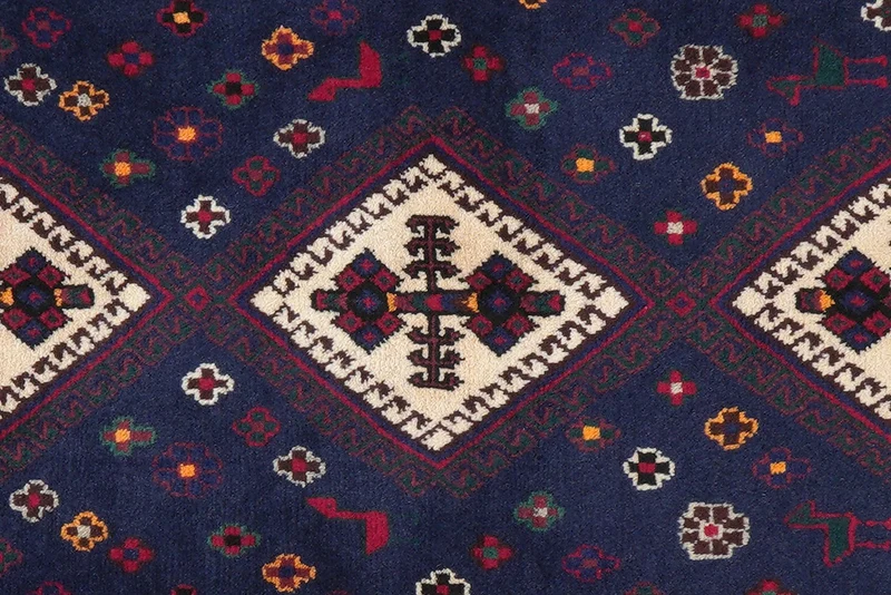 Afshar · Handgeknüpft – Blau, 230x99 cm