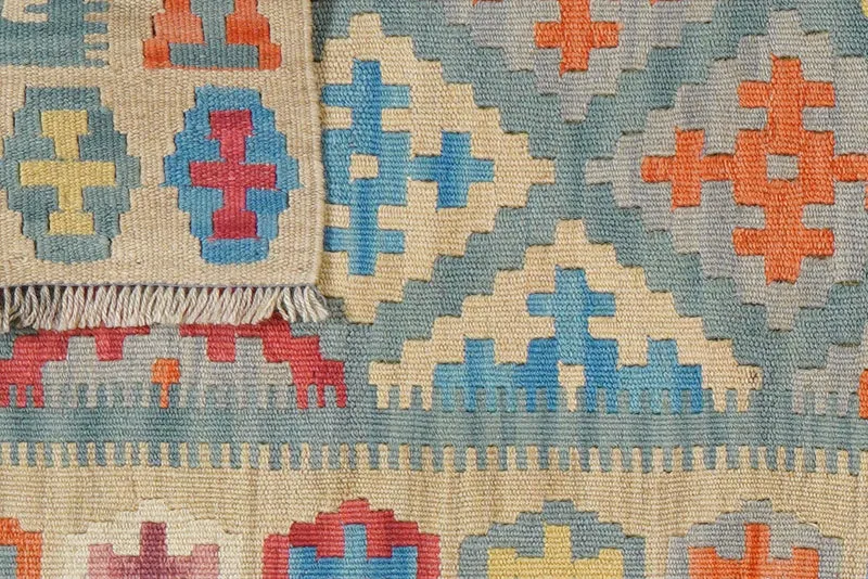 Kelim Gashgai · Handgewebt – Türkis, 237x60 cm