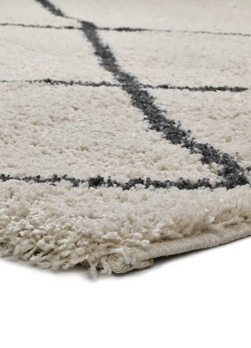 Alfombra shaggy con rombos Atlas 8633 Blanco