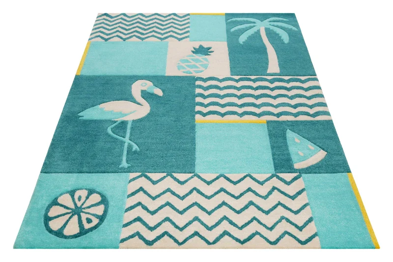 Kinderteppich Türkis "Fruity Flamingo" Smart Kids