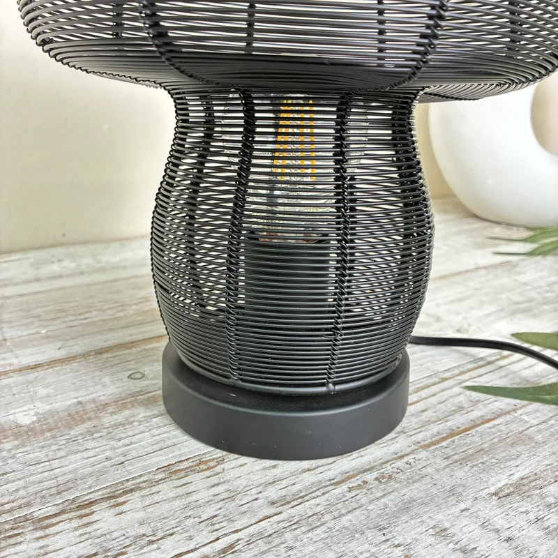 Light & Living Tischleuchte Tischlampe Pilz-Design Schwarz Metall Draht