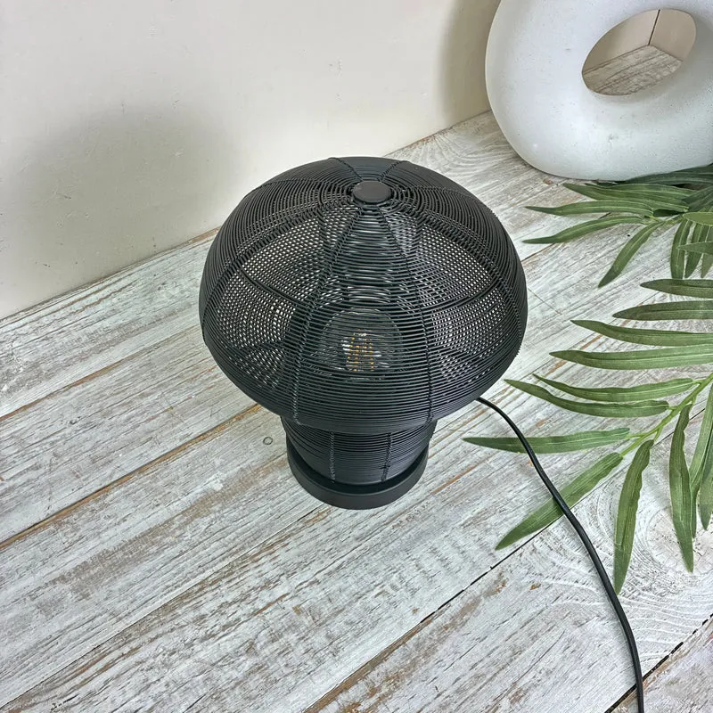 Light & Living Tischleuchte Tischlampe Pilz-Design Schwarz Metall Draht