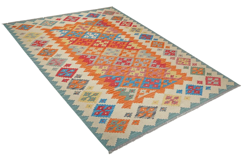 Kelim Gashgai · Handgewebt – Orange, 250x171 cm