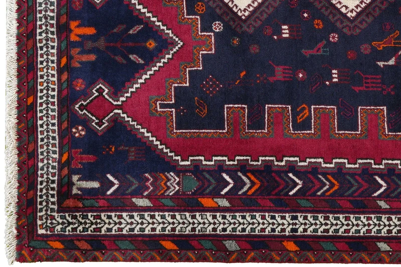 Afshar · Handgeknüpft – Blau, 166x132 cm