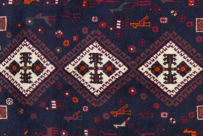Afshar · Handgeknüpft – Blau, 166x132 cm