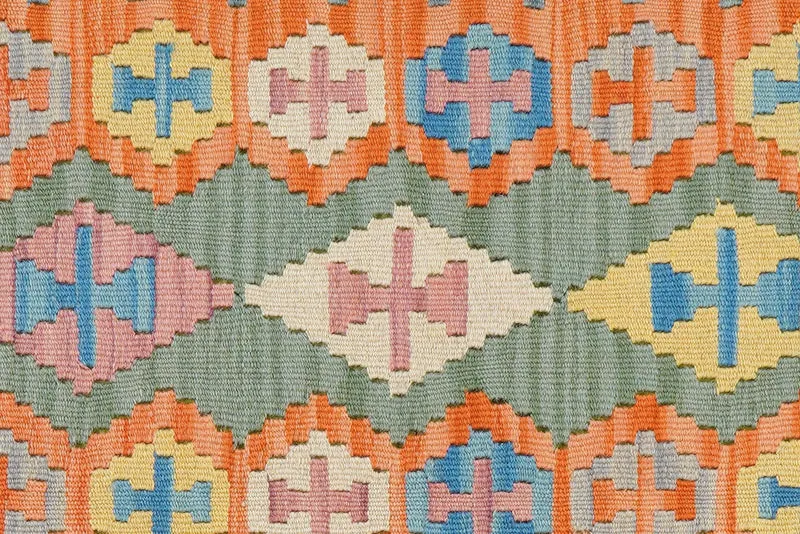 Kelim Gashgai · Handgewebt – Grün, 248x61 cm