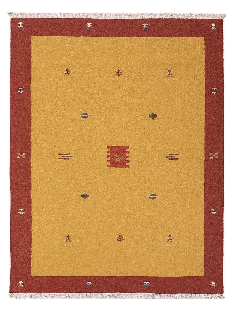 Kelim Modern Teppich 170x240cm - senfgelb