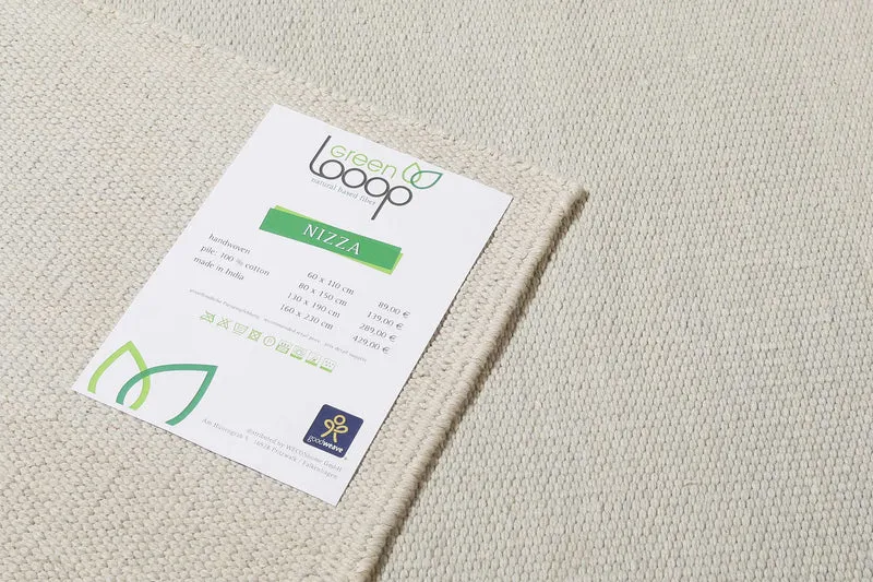 Kelim Teppich Hellgrau aus Baumwolle "Nizza" Green Looop
