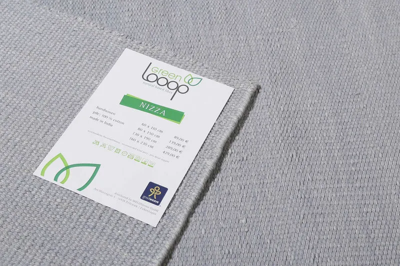 Kelim Teppich Grau aus Baumwolle "Nizza" Green Looop