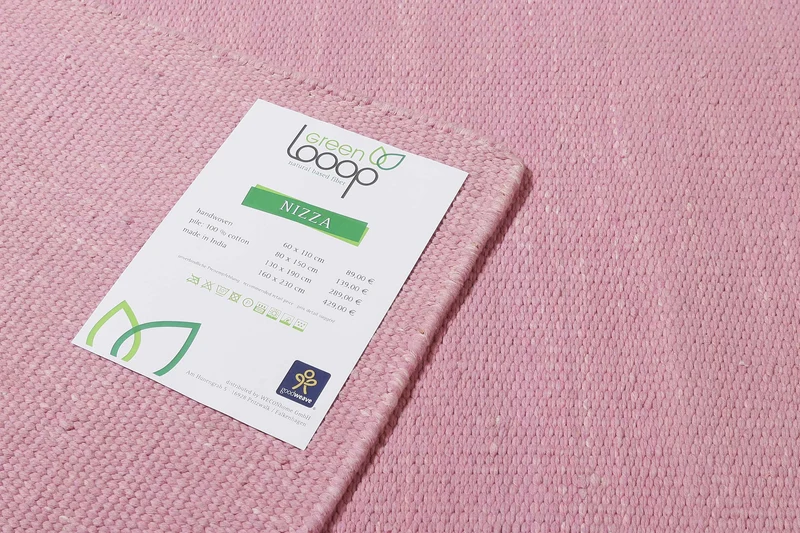 Kelim Teppich Rosa aus Baumwolle "Nizza" Green Looop