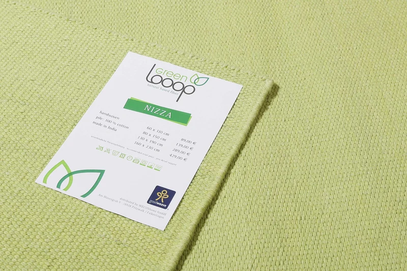 Kelim Teppich Grün aus Baumwolle "Nizza" Green Looop