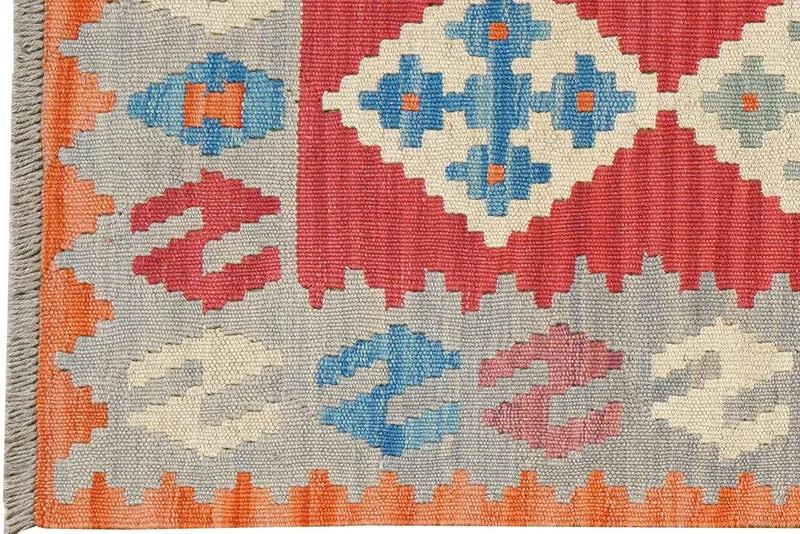 Kelim Gashgai · Handgewebt – Rot, 197x63 cm