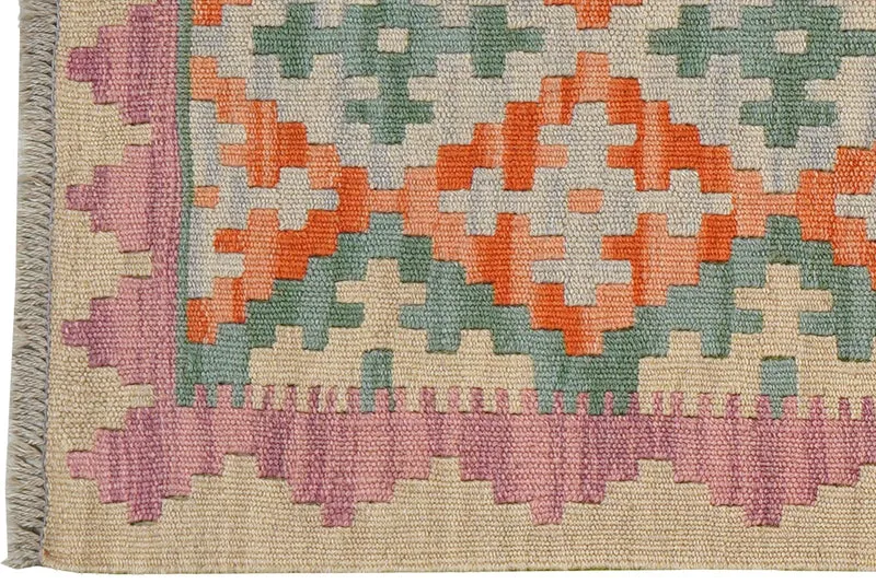 Kelim Gashgai · Handgewebt – Grün, 195x62 cm