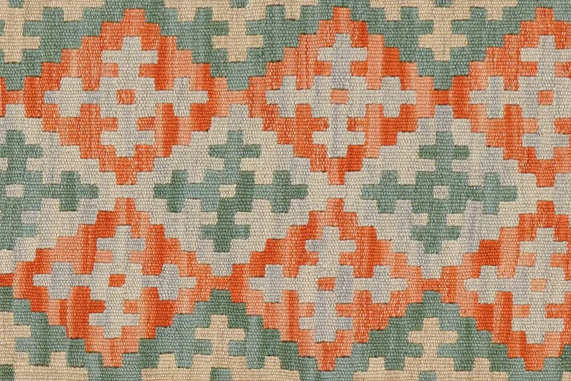 Kelim Gashgai · Handgewebt – Grün, 195x62 cm