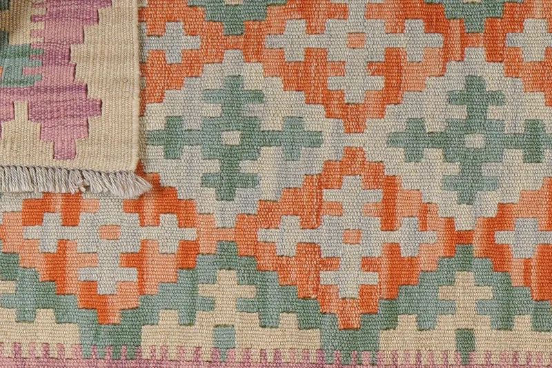Kelim Gashgai · Handgewebt – Grün, 195x62 cm